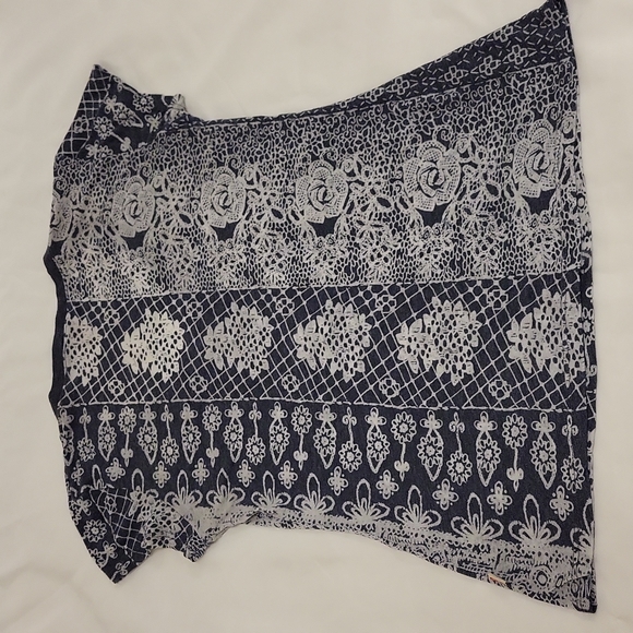 Curious Gypsy Short Sleeve T-Shirt Sheer Boho Hippie Grey White Women'sM - Picture 3 of 13